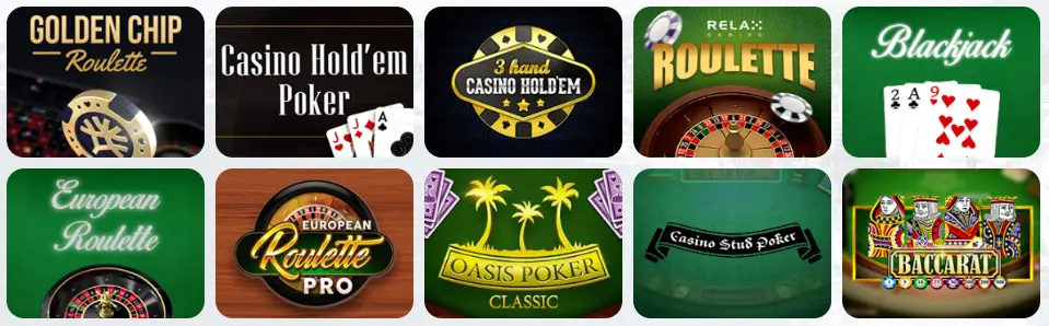 Jeux de table au Spinsbro Casino